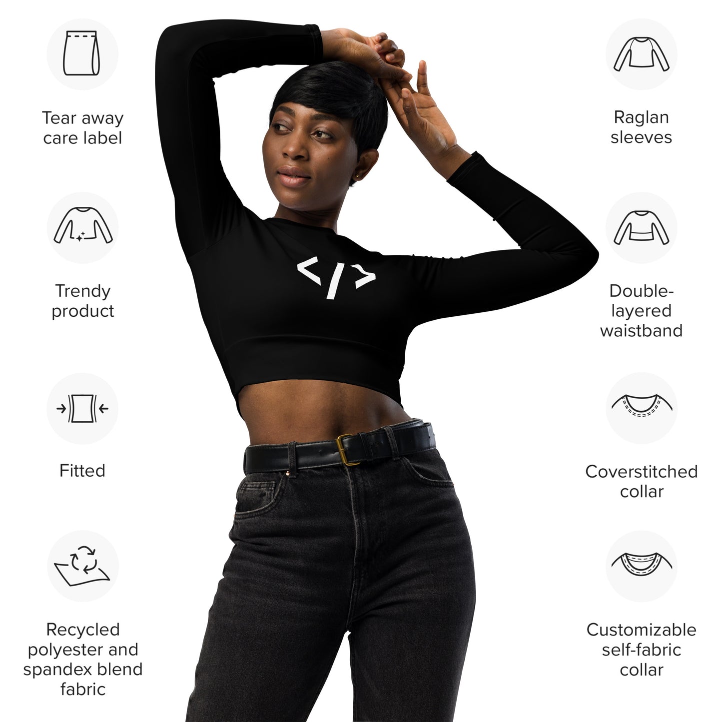 Autonomous Coder recycled long-sleeve crop top