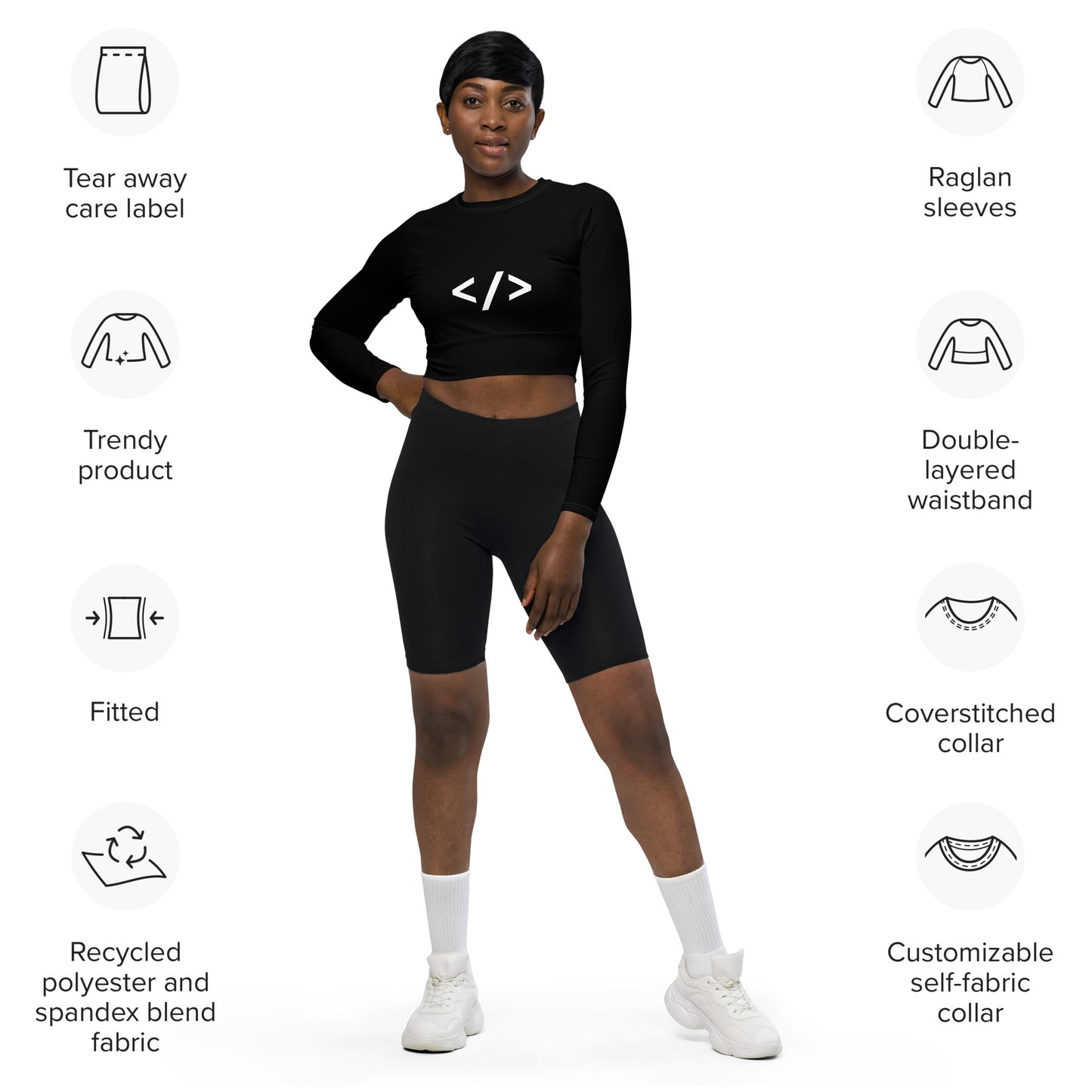 Autonomous Coder recycled long-sleeve crop top