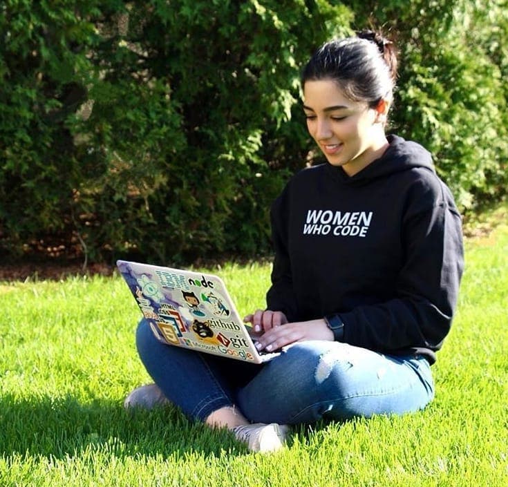Women Who Code black hooded sweatshirt