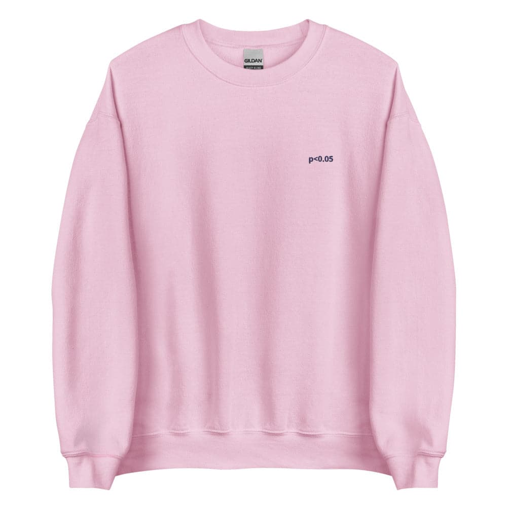 p<0.05 Data Scientist light pink sweatshirt
