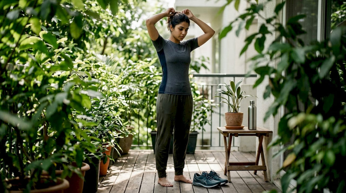 Coder wearing wellness apparel at home office