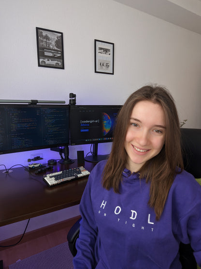 HODL On Tight - Codergirl x DevHero - Purple unisex hoodie