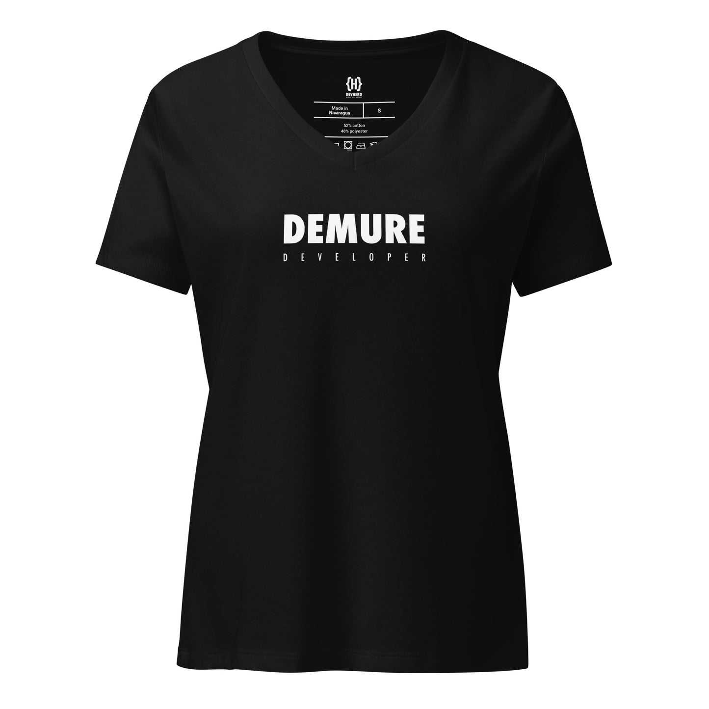 Demure Developer Women’s relaxed v-neck t-shirt