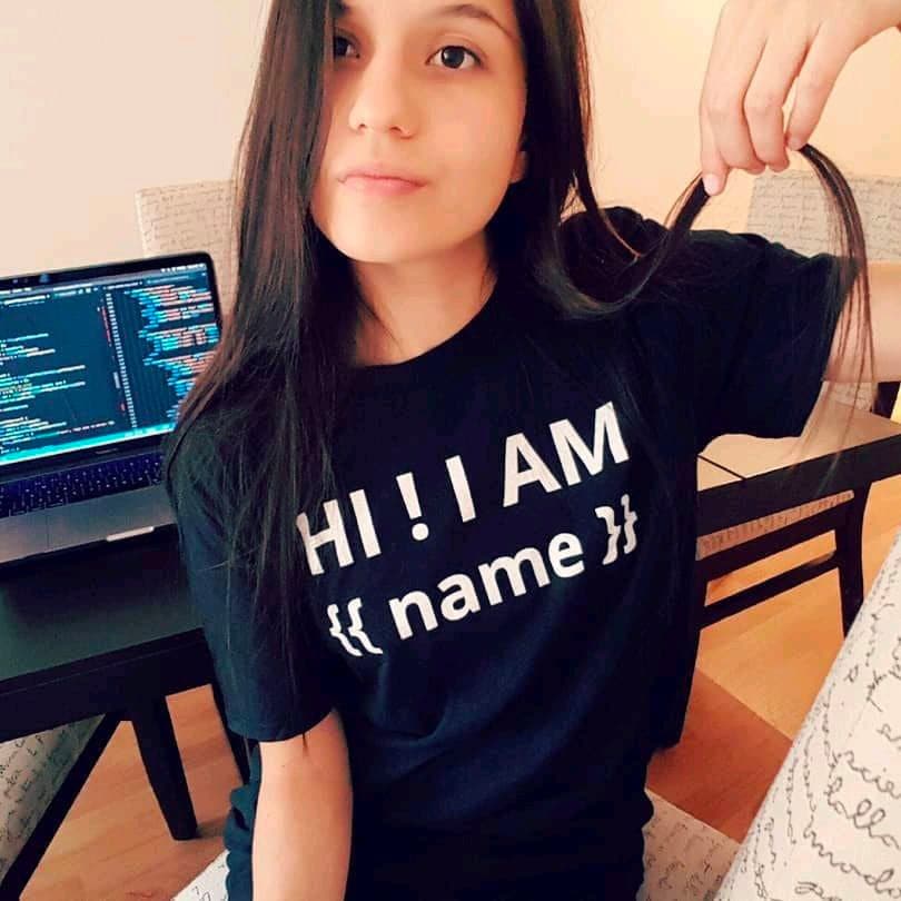 HI ! I AM {{ name }} - Black T-Shirt for Developers